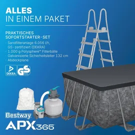 BESTWAY APX365TM Winterfestes Frame Pool Komplett-Set 549 x 274 x 132 cm inkl. Sandfilteranlage