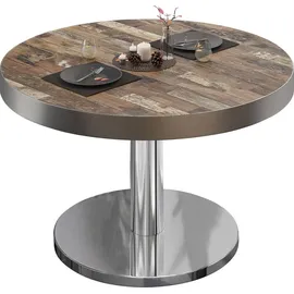 GGM Möbel Bistro Loungetisch Ø 70 x 36 cm Vintage Old/Edelstahl