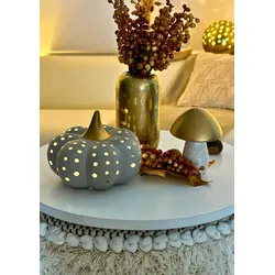 Kürbis Willson grau 12cm LED Keramik