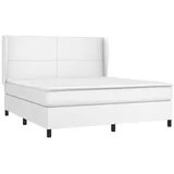 vidaXL Boxspringbett mit Matratze Weiß 160x200 cm Kunstleder