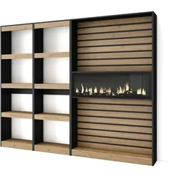 SKRAUT HOME Bücherregal, Holzregale mit Einlegeböden, 230x25x186cm, Wohnzimmer - Büro, Elektroherd, Moderner Stil, Eiche und Schwarz - 86_8