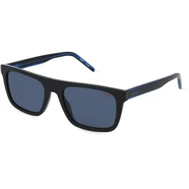 Hugo HG 1297/S Unisex-Sonnenbrille Vollrand Quadratisch Acetat-Gestell, schwarz