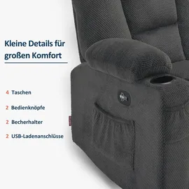 MCombo M MCombo Elektrisch 2 Sitzer Sofa mit Schlaffunktion, 2er Relaxsofa mit Taste 150° Verstellbar, Kinosessel mit Liegefunktion, Konsole & usb &