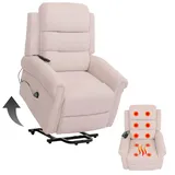 Mendler Fernsehsessel HWC-K63, Relaxsessel, Liegefunktion Aufstehhilfe Massage Heizfunktion, Stoff (220g/m2) Cord - Creme-weiß