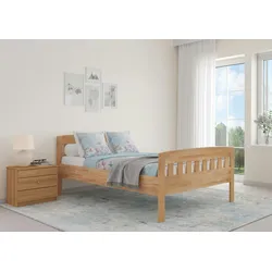 Erst-Holz Stabiles Buchen-Doppelbett in zeitlosem Stil 140x200 mit wählbarem Zubehör V-60.76-14ohne Zubehör