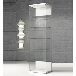 Glasvitrine Weiß mit LED-Beleuchtung abschließbar JT-VE60