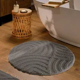 Wecon Home Badteppich Fiete – Hoch-Tief-Struktur, waschbar 30°C, rutschhemmend (80 cm rund, Basalt grau)