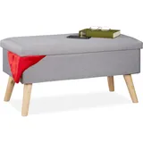 Relaxdays Sitzbank mit Stauraum, gepolsterte Truhenbank, modern, Holzbeine, Stoffbezug, HxBxT: 39 x 77 cm,