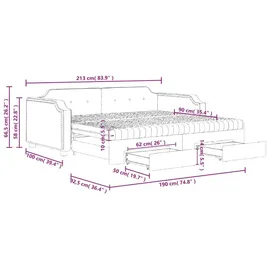 vidaXL Tagesbett Ausziehbar mit Schubladen Schwarz 90x190 cm Stoff