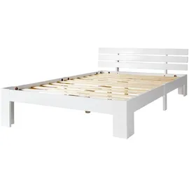 ULIFE Massivholz-Doppelbett 140 x 200 cm Weiß