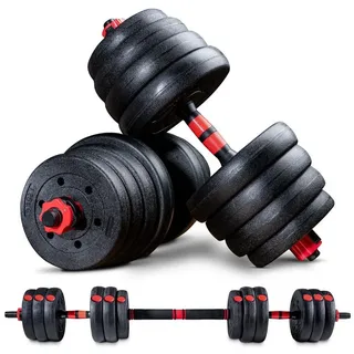 Sportstech Hantelset AH150, 30kg, Kurzhanteln und Langhanteln, mit Sicherheitsverschluss, 2in1, für Muskelaufbau, vielseitig