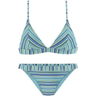 LASCANA Triangel-Bikini Damen türkis-gestreift Gr.32 Cup A/B