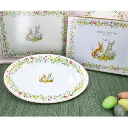 HAPPY EASTER Servierplatte oval aus Porzellan – R1316