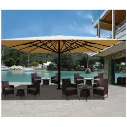 Gastronomie-Luxus-Sonnenschirm MCW-D20, XXL-Schirm Marktschirm, 5x5m (Ø7,2m) Polyester/Alu 90kg ~ creme