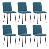 vidaXL Esszimmerstühle 6 Stk. Blau Samt