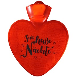 Hugo Frosch Wärmflasche Herz 1,0 l rot-transparent mit Druck "Für heiße Nächte"