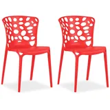 Homestyle4u Gartenstuhl Kunststoff rot 2er Set