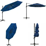 Sonnenschirm mit Aluminium-Mast 4-lagig Azurblau 3x3 m - Sonnenschirm - Gartenschirm - Strandschirm - Azurblau - Polyester - Home & Living