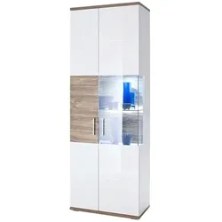 uno Vitrine  Zypern , weiß , Maße (cm): B: 70 H: 199 T: 37