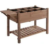 Outsunny Hochbeet mit 8 geteilten Gittern 123 x 54 x 74 cm Braun