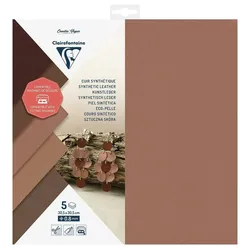 Clairefontaine 5x Schneidepapier, Kunstleder, Packung mit 5 Blatt (Stärke 0,8mm) im Format 30,5x30,5cm - Sortierung 95737C