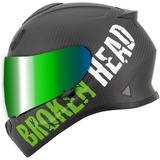 Broken Head Motorradhelm »BeProud Carbon Grün - Integralhelm - Streethelm« (mit klarem und grün verspiegeltem Visier), LIMITED EDITION M (57-58 cm)