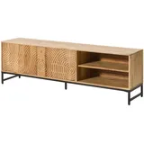 MASSIVMOEBEL24.DE Marrakesch TV-Lowboard 180x40x55 cm Natur Lackiert Schwarz/Holz, Metall, Massivholz