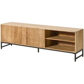 MASSIVMOEBEL24.DE Marrakesch TV-Lowboard 180x40x55 cm Natur Lackiert Schwarz/Holz, Metall, Massivholz