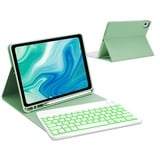 IVEOPPE Tastatur iPad Air 5. Generation, iPad Air 5 Hülle mit Tastatur 10.9" 2022, Magnetisch Abnehmbarer 7-Farbige Beleuchtung QWERTZ Bluetooth Tastatur für iPad Pro 11, iPad Air 5/4, Grasgrün