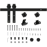 Homcom Schiebetürsystem Laufschiene Einzelschiebetür Schiebetürbeschlag für Holzschiebetür Zubehör Kohlenstoffstahl Schwarz 200 x 0,4 x 18 cm