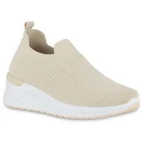 VAN HILL Damen Sneaker Wedges in Beige