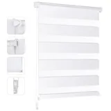 Sekey Doppelrollo Klemmfix ohne Bohren für Fenster, Doppelrollo 55 cm breit, Duo Rollo Jalousie Sonnenschutz, 55x150cm, Weiß