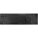 Cherry KW 9100 SLIM, Kabellose Design-Tastatur, UK-Layout (QWERTY), Wahlweise Bluetooth oder 2,4 GHz Funk, Flache Tasten, Wiederaufladbar, Schwarz-Grau