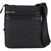 Armani Exchange Men's double pocket embossed monogram texture crossbody, Black, One size