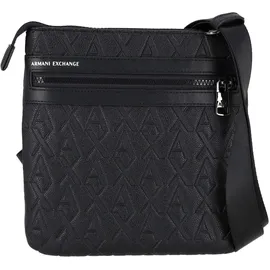 Armani Exchange Men's double pocket embossed monogram texture crossbody, Black, One size