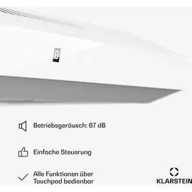 Klarstein Dunstabzugshaube 60cm, Abluft-Dunstabzugshaube, Dunstabzug mit Filter Spülmaschinenfest, LEDs & Touch-Bedienfeld, Leise Abzugshaube mit 175 m3/h Abluftleistung SenseControl integrierte Touch-Steuerung Edelstahl Acrylglasfront