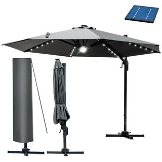 Brast Alu Ampelschirm Ø 300 cm grau inkl. LEDs