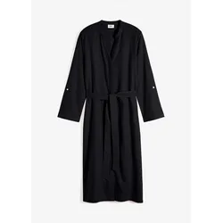 bonprix Kleid mit Taschen aus Leinen-Viskose-Mix, schwarz, 54, Leinen