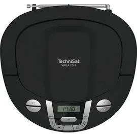 TechniSat Viola CD-1 - tragbarer Stereo CD-Player, Boombox mit praktischem Tragegriff (Radio für Kinder, UKW Radiotuner, Bluetooth-Empfang, 2 x 1 W RMS-Leistung, Netz- und Batteriebetrieb) schwarz