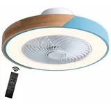 Moderner Deckenventilator mit Licht, Deckenventilator mit Beleuchtung und Fernbedienung, LED Dimmbar, 3-farbig, Rund Hölz Deckenleuchte mit Ventilator für Wohnzimmer Schlafzimmer Innendeckenventilator