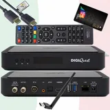 DIGIQuest TiVuSat Smartcard + DIGIQuest Q99 4K Combo Receiver mit WiFi Stick - tivùsat zertifiziert (nicht aktiviert), HEVC HDR, Rai Mediaset LA7, PVR ready, LAN, inkl. HDMI