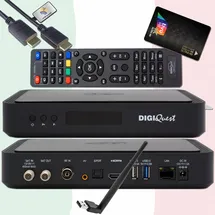 DIGIQuest TiVuSat Smartcard + DIGIQuest Q99 4K Combo Receiver mit WiFi Stick - tivùsat zertifiziert (nicht aktiviert), HEVC HDR, Rai Mediaset LA7, PVR ready, LAN, inkl. HDMI