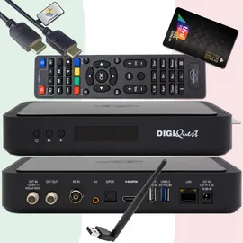 DIGIQuest TiVuSat Smartcard + DIGIQuest Q99 4K Combo Receiver mit WiFi Stick - tivùsat zertifiziert (nicht aktiviert), HEVC HDR, Rai Mediaset LA7, PVR ready, LAN, inkl. HDMI
