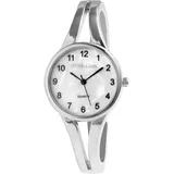 Excellanc Damen-Spangenuhr mit Perlmutt-Zifferblatt, goldfarbenem Metallarmreif, Quarzwerk, Mineralglas, 18 cm – elegante Geschenkidee für Frauen