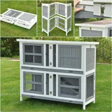 nanook shop Kleintierkäfig Hasenstall XL Linus 120 x 50 x 104 cm grau