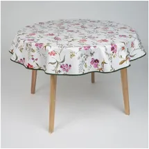 Laro Wachstuch Tischdecke rund 140 cm Blumen Ranken Bunt