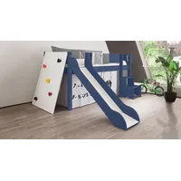 Mini-Rutschen-Hochbett Kids Town Color mit Kletterwand 90x200 cm Blau Rausfall-Schutz