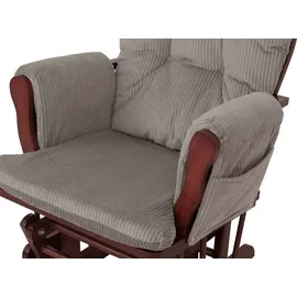 Mendler Relaxsessel HWC-C76 Cord 52 x 100 x 80 cm Hellgrau mit Hocker