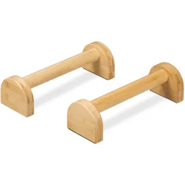 Relaxdays Liegestützgriffe, 2er Set, Parallettes Bambus, HBT: 10 x 12 x 36 cm, Calisthenics, Handstand Stütze, Natur