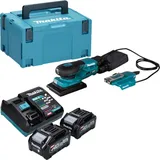 Makita BO 005 CGM201 Akku Schwingschleifer 40 V max. 80 x 130 mm 3,0 mm Hub Brushless + 2x Akku 4,0 Ah Ladegerät + Makpac